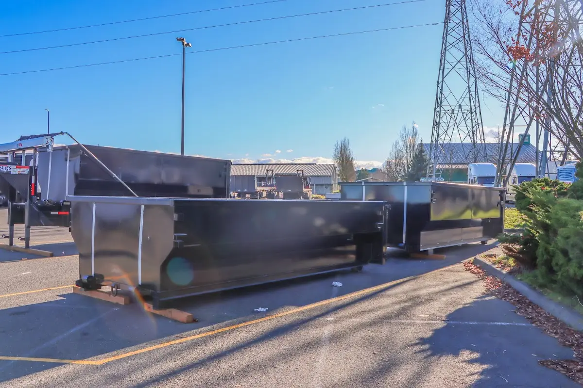 Roll-off dumpster ready for waste disposal at job site for Roll Off Dumpster Rental in Sparks